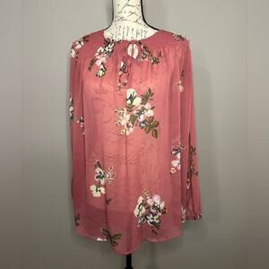 LIZ LANGE MATERNITY Sheer Pink with Floral Flowers Size Small